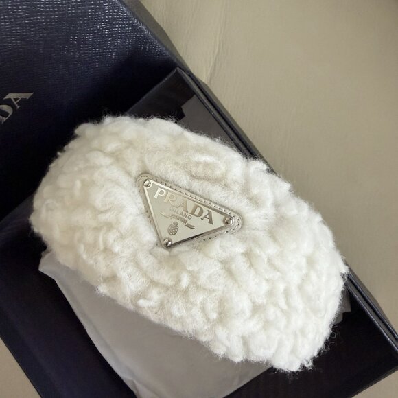 NWT PRADA SHEARLING HAIRBAND HEADBAND WHITE 100% Authentic W/box - Picture 8 of 11